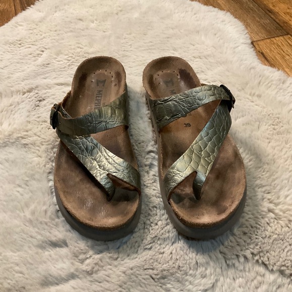 Mephisto Sandals‎ Size 39 Gold Toe Loop Slide Comfort - Picture 1 of 10